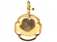 Edwardian 15ct Gold, Mother of Pearl, Green Enamel & Green Garnet Pansy Pendant