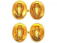 Victorian 18ct Gold Cufflinks of Owls