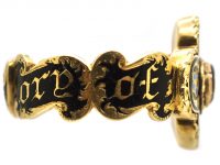 Georgian 15ct Gold & Enamel Mourning Ring with Heart on the Reverse