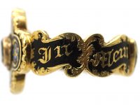 Georgian 15ct Gold & Enamel Mourning Ring with Heart on the Reverse