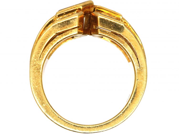 Modernist 18ct Gold Gauntlet Ring set with Princess Cut & Bullet Diamonds