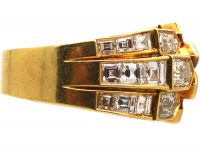 Modernist 18ct Gold Gauntlet Ring set with Princess Cut & Bullet Diamonds