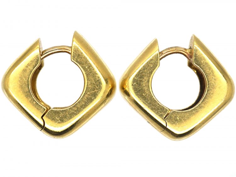 18ct Gold Chunky Squared Hoop Earrings