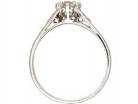 Art Deco Platinum, Diamond Solitaire Ring with Diamond Set Shoulders