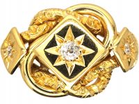 Edwardian 18ct Gold Knot Ring set with Three Diamonds