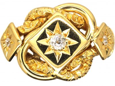 Edwardian 18ct Gold Knot Ring set with Three Diamonds