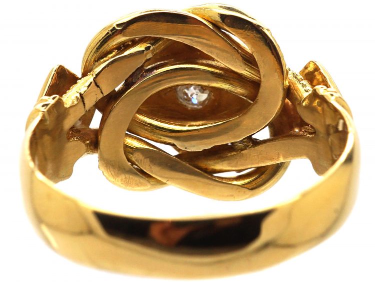 Edwardian 18ct Gold Knot Ring set with Three Diamonds