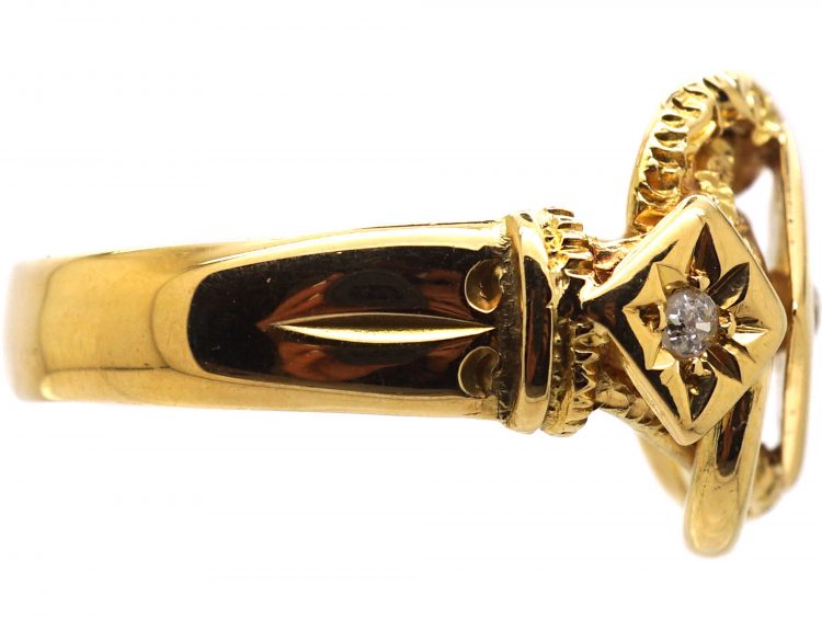 Edwardian 18ct Gold Knot Ring set with Three Diamonds