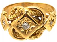 Edwardian 18ct Gold Knot Ring set with Three Diamonds