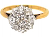 Early 20th Century 18ct White & Yellow Gold Diamond Cluster Ring