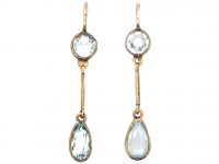 Edwardian 15ct Gold Aquamarine Drop Earrings