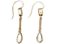 Edwardian 15ct Gold Aquamarine Drop Earrings