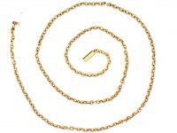 Edwardian 15ct Gold Trace Link Chain with Barrel Clasp