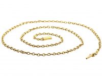 Edwardian 15ct Gold Trace Link Chain with Barrel Clasp