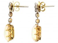 Edwardian Platinum & 15ct Gold Drop Earrings set with Opals & Diamonds