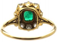 Early 20th Century 18ct Gold, Emerald & Diamond Cluster Ring