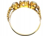 Regency 15ct Gold Ring set with Rock Crystal & Natural Pearls