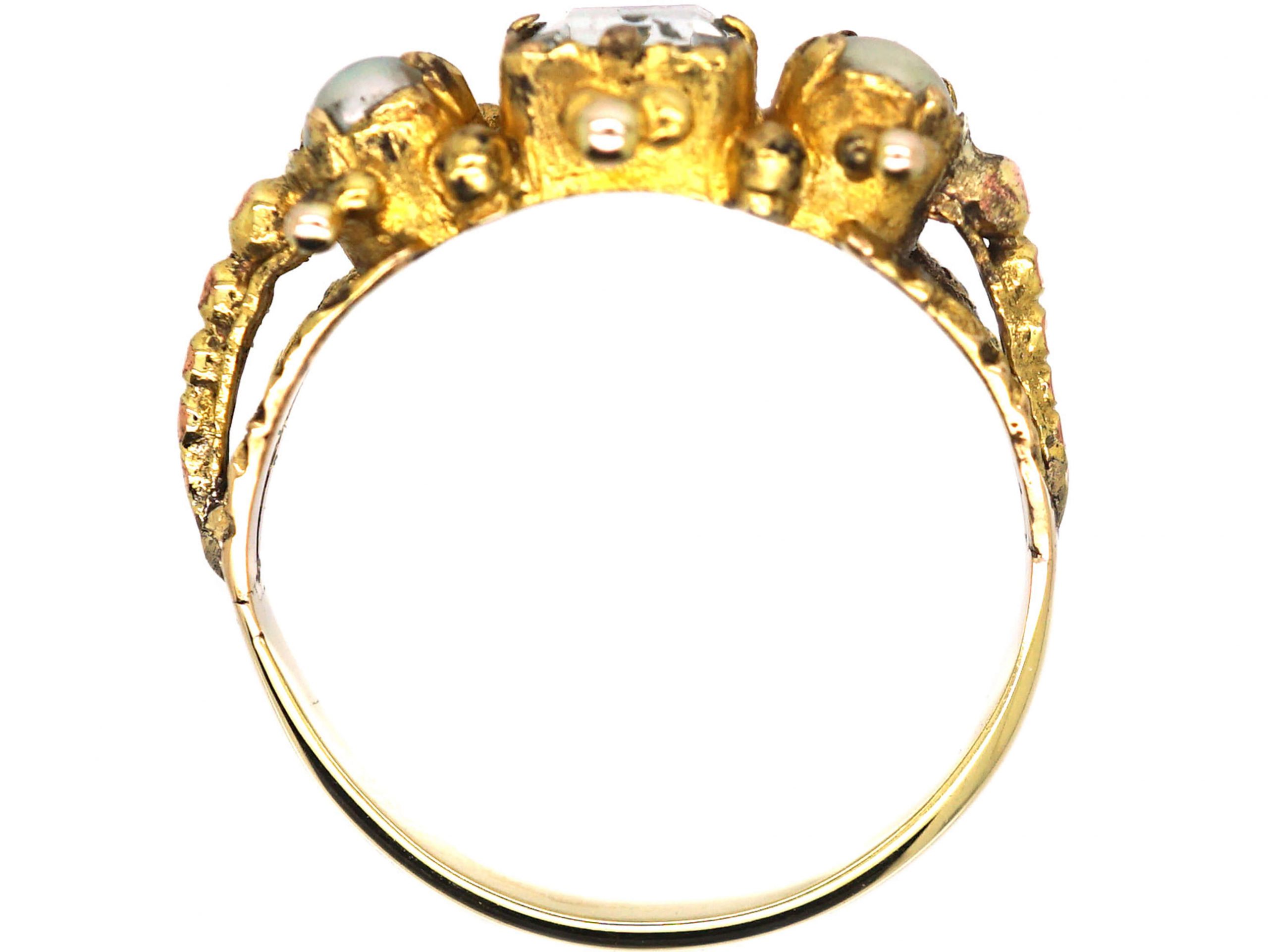 Regency Style Rings Regency 15ct Gold Ring set with Rock Crystal & Natural Pearls (925X ...