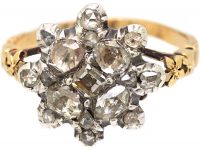 Georgian Gold & Silver Star Cluster Ring set with Rose Diamonds & a Table Cut Diamond