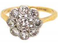 Edwardian 18ct Gold & Platinum, Diamond Pierced Cluster Ring