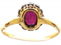 Edwardian 18ct Gold & Platinum, Ruby & Diamond Oval Cluster Ring