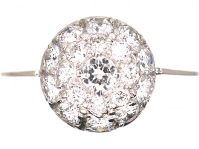 Art Deco 18ct White Gold Bombè Diamond Cluster Ring