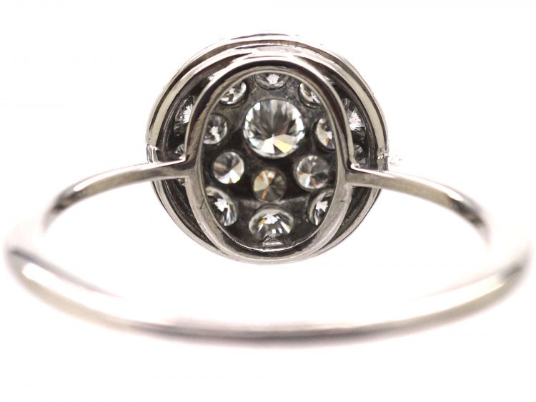 Art Deco 18ct White Gold Bombè Diamond Cluster Ring