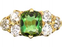 Victorian 18ct Gold, Green Tourmaline & Diamond Ring