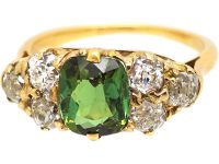 Victorian 18ct Gold, Green Tourmaline & Diamond Ring