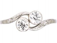 Edwardian Platinum, Two Stone Diamond Crossover Ring