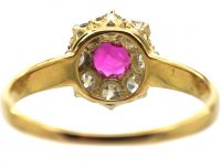 Edwardian 18ct Gold Ruby & Diamond Cluster Ring