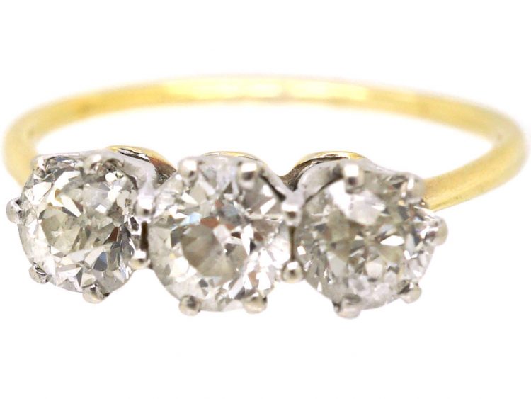 Early 20th Century 18ct Gold & Platinum, Three Stone Diamond Ring