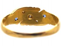 Victorian 18ct Gold Crossover Ring set with Sapphires & Diamonds