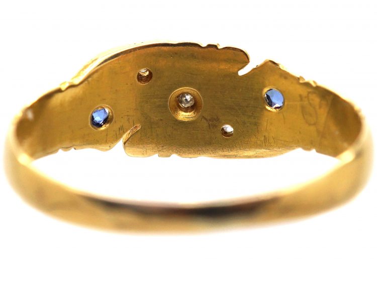 Victorian 18ct Gold Crossover Ring set with Sapphires & Diamonds