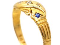 Victorian 18ct Gold Crossover Ring set with Sapphires & Diamonds