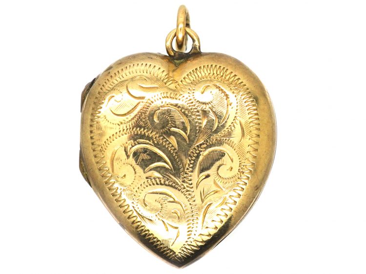 Edwardian 9ct Back & Front Engraved Heart Locket