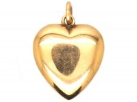 Edwardian 15ct Gold Heart Pendant set with a Natural Split Pearl