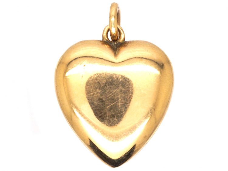 Edwardian 15ct Gold Heart Pendant set with a Natural Split Pearl