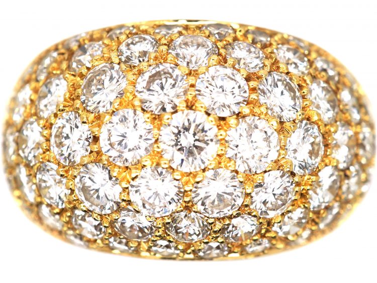 French 18ct Gold Bombè Ring set with Diamonds