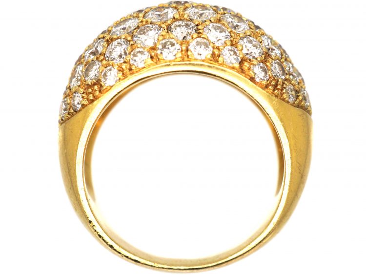 French 18ct Gold Bombè Ring set with Diamonds