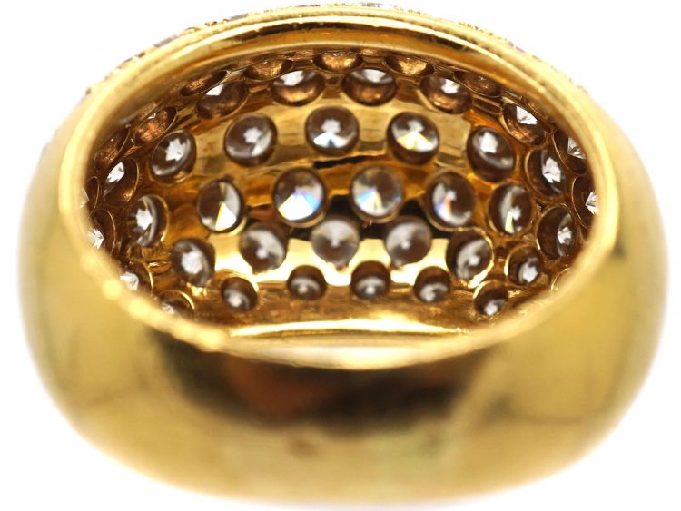 French 18ct Gold Bombè Ring set with Diamonds