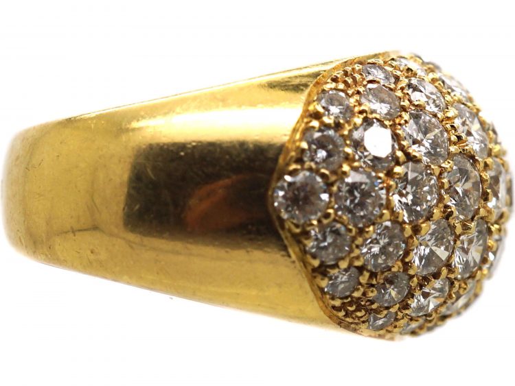 French 18ct Gold Bombè Ring set with Diamonds