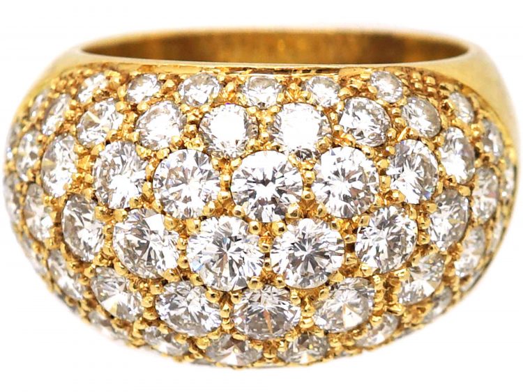 French 18ct Gold Bombè Ring set with Diamonds