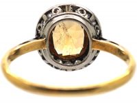 Edwardian 18ct Gold & Platinum, Topaz & Diamond Cluster Ring