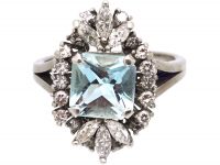 18ct White Gold Ring set with an Aquamarine & Diamonds