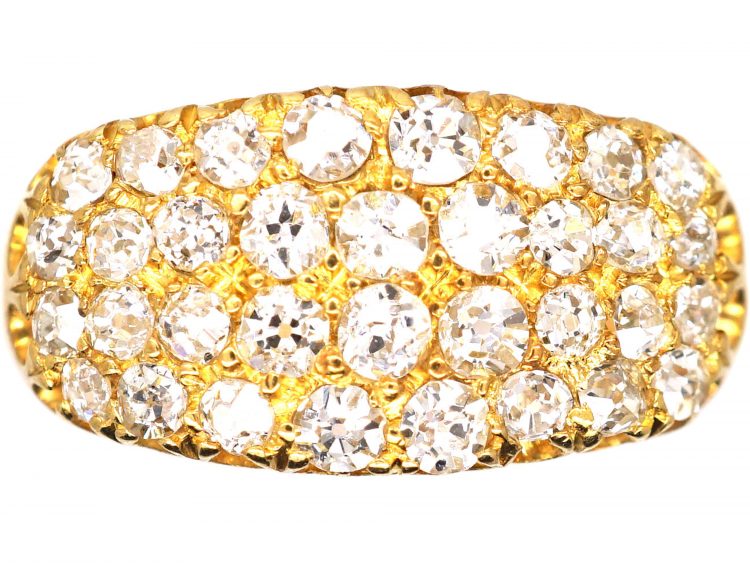 Edwardian 18ct Gold set with Four Lines of Diamonds