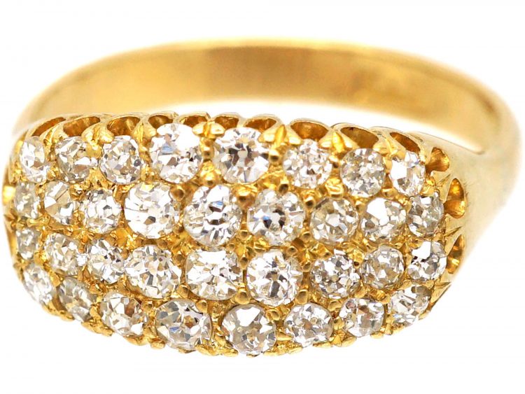 Edwardian 18ct Gold set with Four Lines of Diamonds