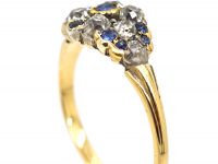 Victorian 18ct Gold & Silver, Sapphire & Diamond Cluster Ring