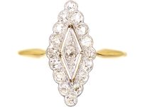 Edwardian 18ct Gold & Platinum Marquise Ring set with Diamonds