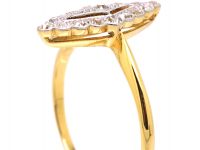 Edwardian 18ct Gold & Platinum Marquise Ring set with Diamonds